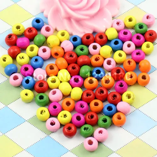 1000pcs/lot Wholesale Colorful Lead-free Round Wood Beads for Bracelet/Necklace 6mm Hole:2.5mm(K01672)