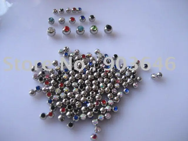 

Free shippment 100pcs/lot Crystal Gems Ball Replacement Body piercing jewelry 16gx3mm