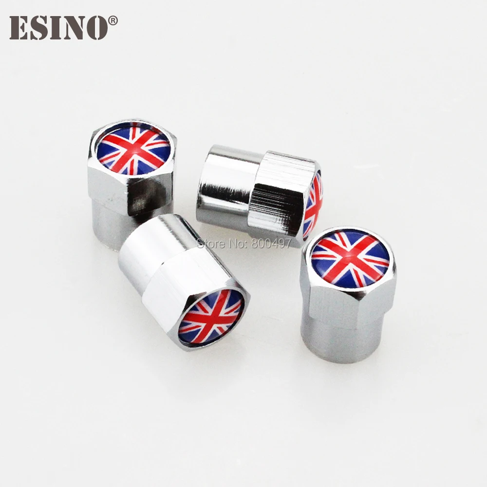 4 x Car Styling Stainless Zinc Alloy England National Flag Car Tire Valve Caps Wheel Tires Tyre Stem Air Cap Airtight Covers