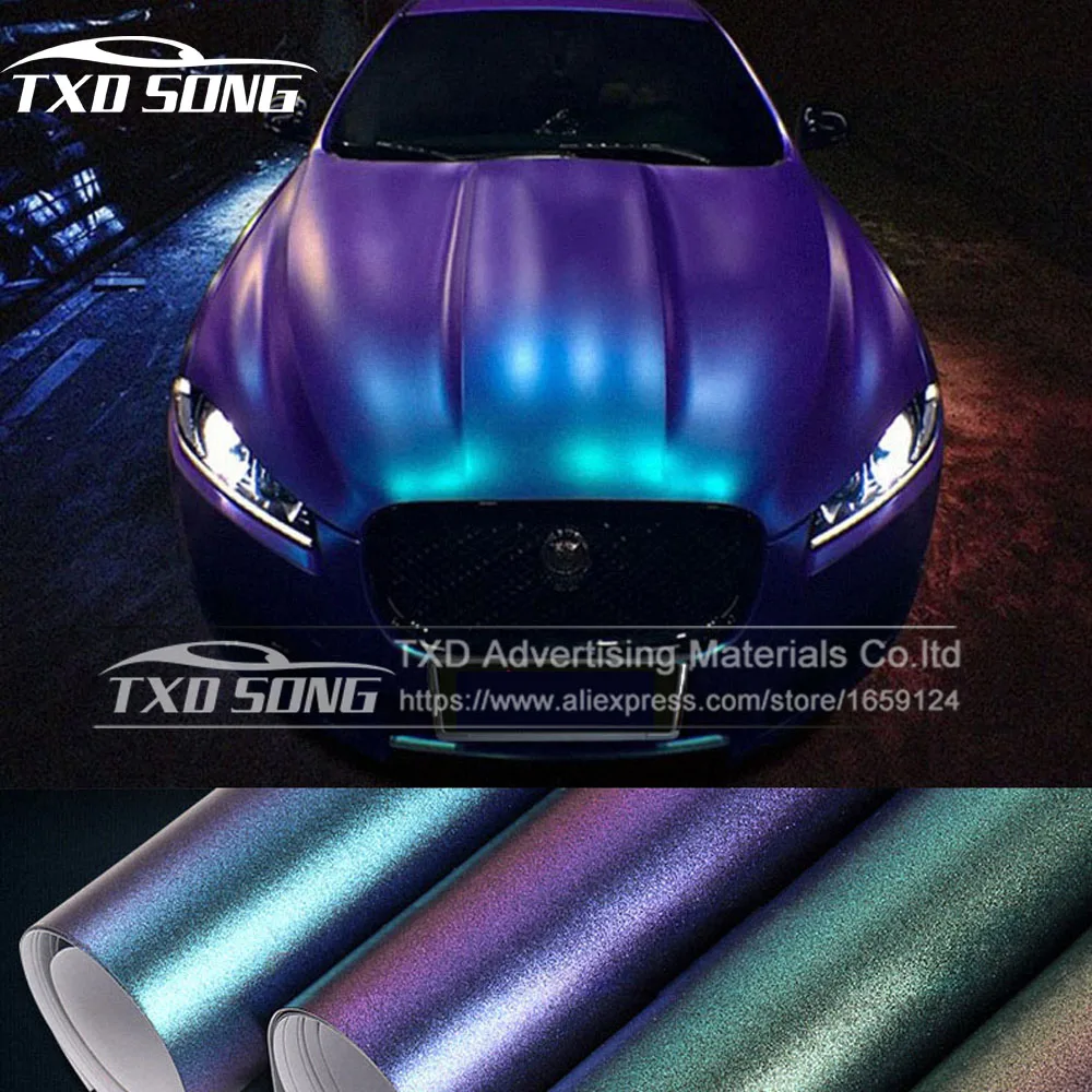 

New arrival Chameleon pearl glitter vinyl sticker Dark blue to purple Chameleon car wrap film Pearl glitter diamond vinyl film