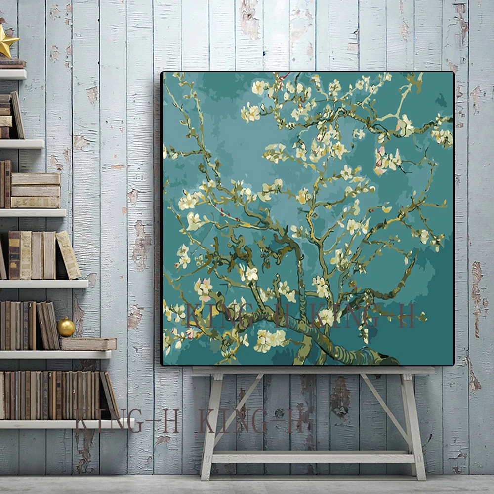 Hand-painted famous painter (Vincent Willem van Gogh ）orchid Flower oil painting decorative hotel lobby sofa large murals