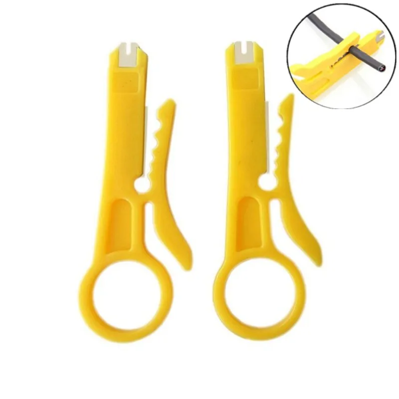 Mini Wire Stripper Crimper Pliers Crimping Tool, Network Cable Stripping Wire Cutter 110 Blade Punch Down Tool for RJ45 Cat5