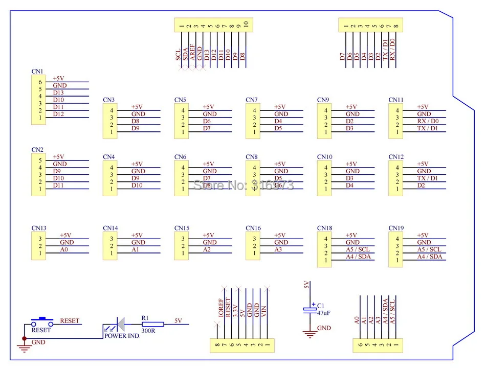 (1 pcs/lot) I/O Extension PCB for UNO R3 Board DIY.