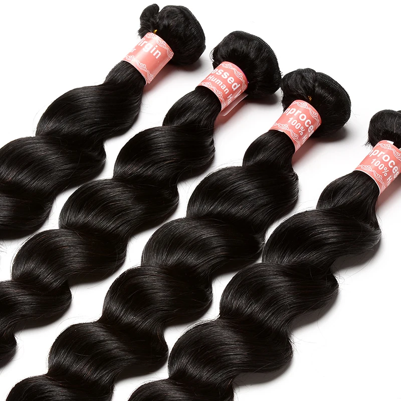 Loose Wave Human Hair Bundles 100% Peruvian Human Hair Virgin Hair Weave 3 4 Bundles Natural Black Color Dolago Hair Products