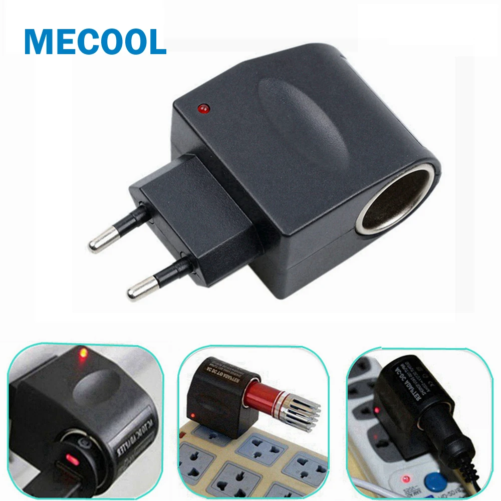 220V AC to 12V DC Car Cigarette Lighter Wall Power Socket AC to DC Electrical Converter Voltage Inverter US/EU Plug Black