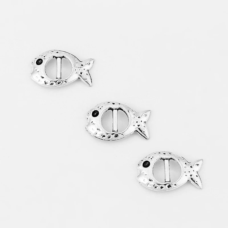 10pcs Fish Shaped Buckle Invitation Ribbon Slider Spacer Charms Jewelry Findings