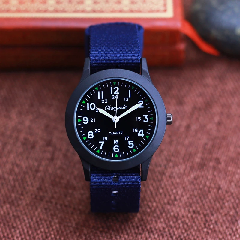 2024 Chaoyada Children Boys Girls 24hours Canvas Luminous Pointer Quartz Wristwatches Kids Students Military Waterproof Watches