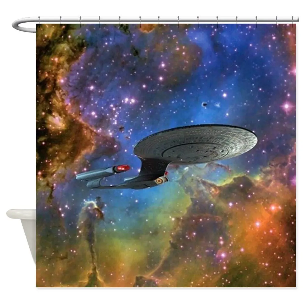 StarTrek 1701D Eagle Nebula Decorative Fabric Shower Curtain