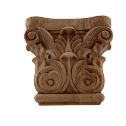 VZLX Vintage Floral Carved Corner Wall Door Furniture Decorative Figurines Wood Appliques for Home Decor Decoration Accessories