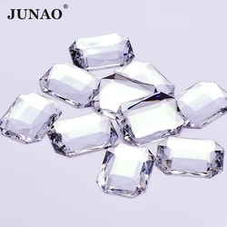 JUNAO 30x40mm Grande Formato Trasparente Bianco Strass Applique Colla Sulla Parte Posteriore Piana Acrilico Gemme Grande