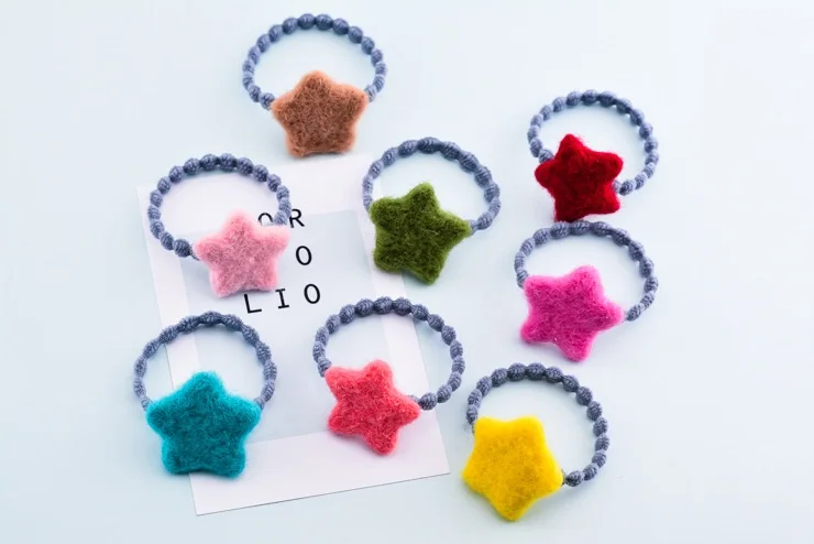 

50pcs Fashion Cute Felt Star Elastic Hair Bands Candy Colors Hair Ties Rubber Band Princess Headwear Girls Hair Accessories