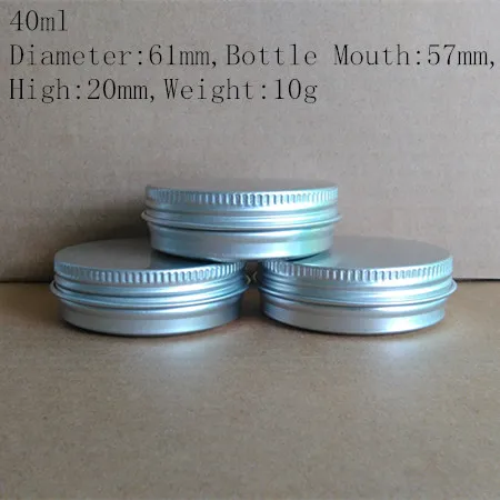 

40g Silver Aluminum Empty Lucifugal Flat Bottle Jar Originales Cream Eye Gel Pomade Bath Salt Empty Cosmetic Containers Retail