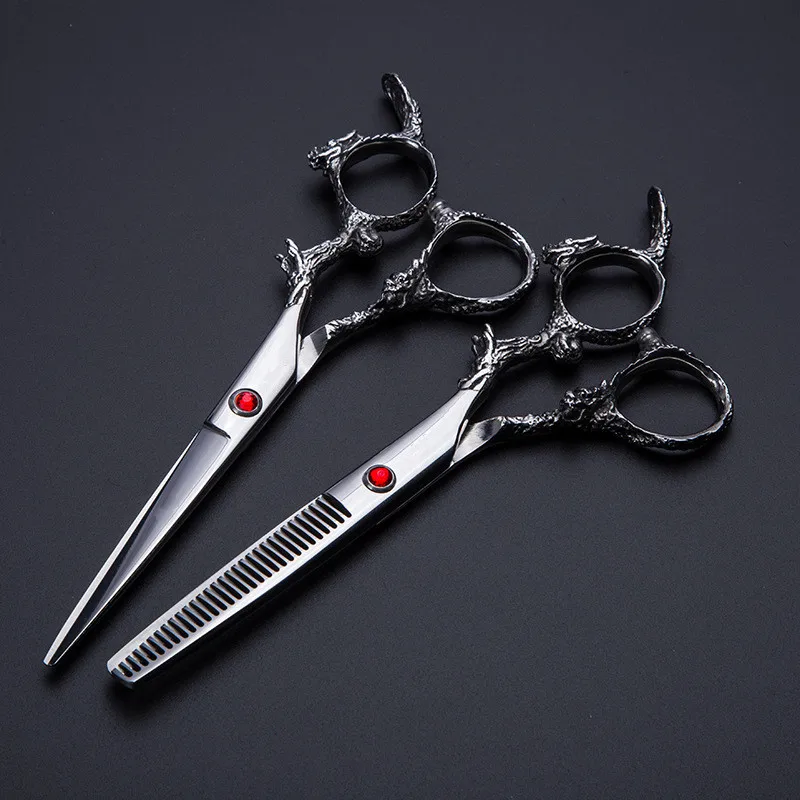 

Professional JP 440C steel 6 '' scissor silver dragon hair scissors haircut thinning barber cutting shears hairdresser scissors