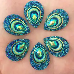 Hot 30pcs 18mm*25mm AB Black Resin Drop Flatback Rhinestone /wedding Buttons DIY F223*3