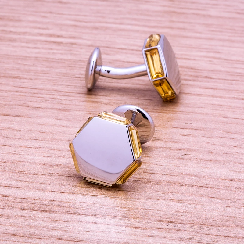 KFLK jewelry fashion brand of shirts cufflinks yellow crystal cufflinks luxury wedding button male high quality guests