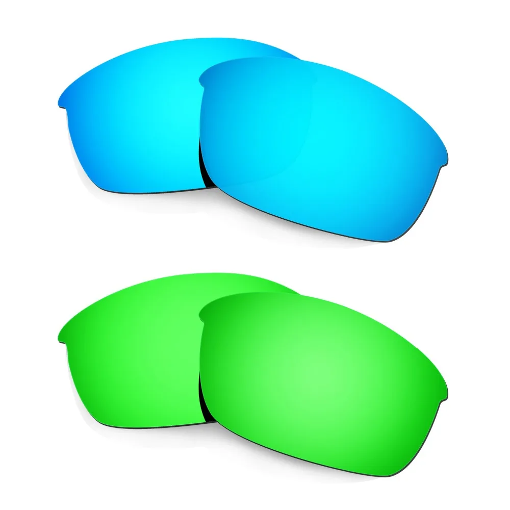 HKUCO For  Flak Jacket Sunglasses Polarized Replacement Lenses Blue & Emerald Green 2 Pairs