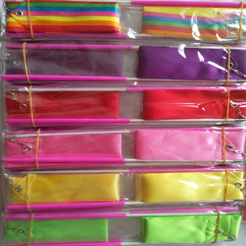 1000pcs/lot 4M Pink handle Dance Ribbons Gym Rhythmic Gymnastics Rod Art Ballet Twirling Sticks