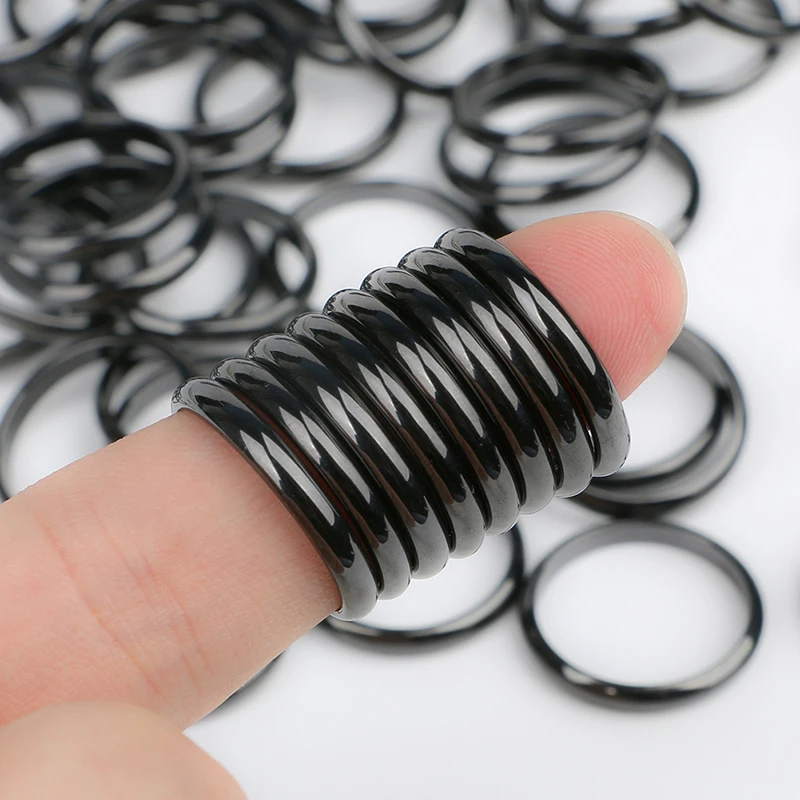 3MM Smooth Ceramic Rings for Women Black White Pink Blue Healthy Jewelry Rings Wedding Party Jewelry Gift Wholesale Never Fade