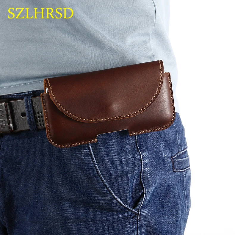 Szlhrsd capa artesanal em couro legítimo para homtom ht70 s12 h10 s99 ht20 pro bolsa com cinto e capa para telefone