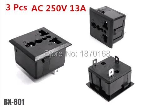 3 Pcs/Lots Square Shape AU EU UK US Power Outlet Socket Wall Plate Panel AC 250V 13A