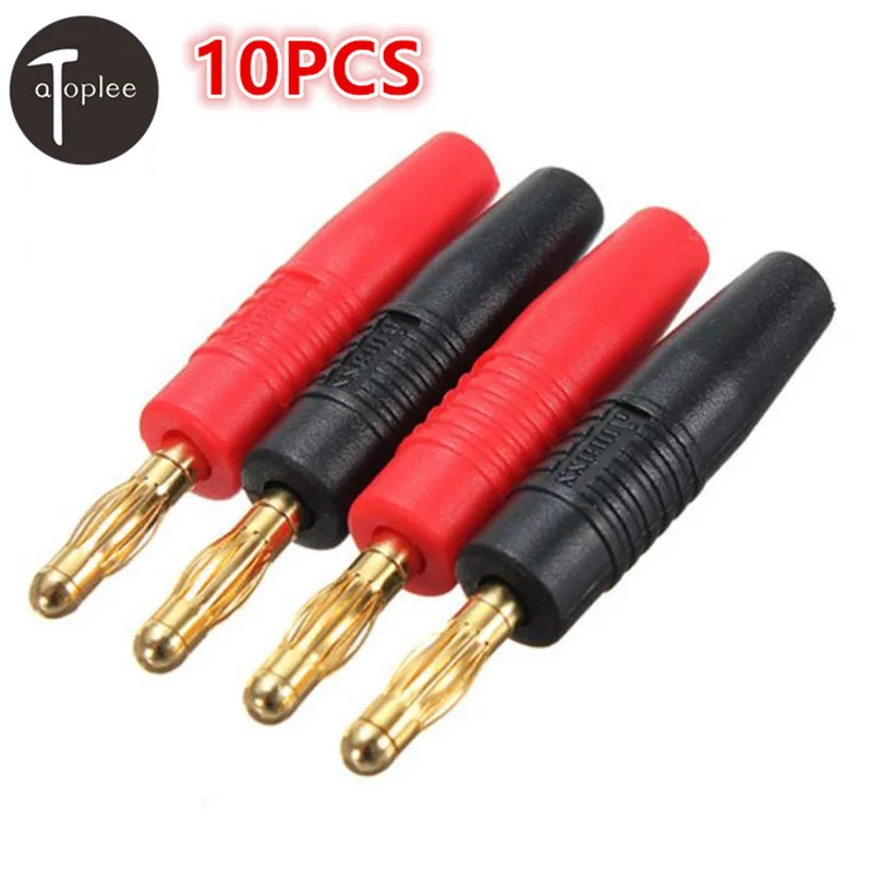 10PCS 3mm Plug Gold Plated Musical Speaker Cable Wire Pin Banana Plug Connector Red&Black Lantern-type Welding Plug