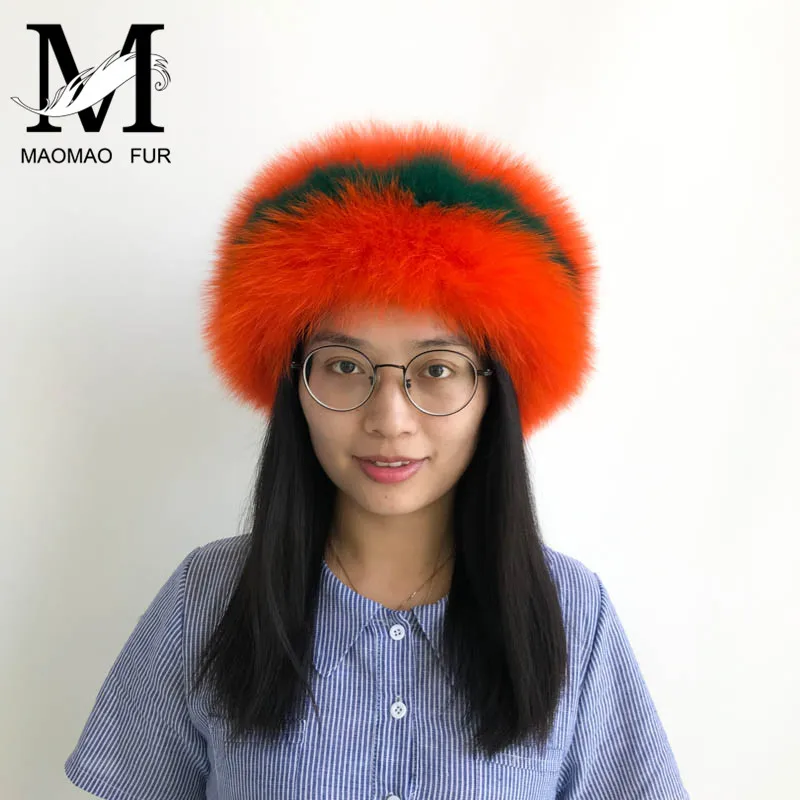 Wanita Nyata Bulu Headband Musim Dingin Musim Gugur Alam Fox Bulu Ikat Kepala Wanita Mewah Seluruh Kulit Double Warna Kustom Bulu Headwarps