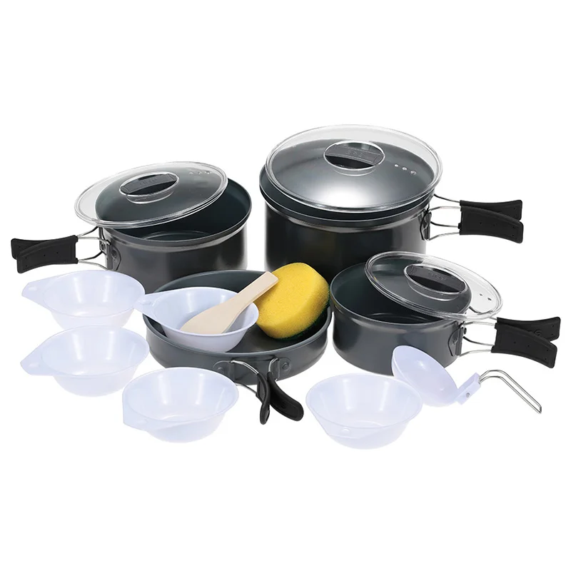 BRS-125 Outdoor 4-5 Person Aluminum Alloy Multi-function Camping Pot Sets Picnic Food Cooker Cookware Tableware Sets