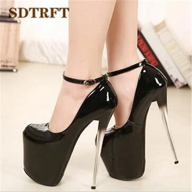 Crossdresser Plus:34-43 Spring/Autumn 22 19 16cm thin high heels sexy Patent Leather club pumps women wedding shoes Stilettos