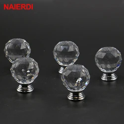 10PCS NAIERDI 20-30mm Crystal Ball Design Crystal Glass Knobs Cupboard Drawer Pull Kitchen Cabinet Wardrobe Handles Hardware