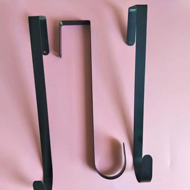 2pcs Door Iron Hook Hangers Removable Storage Rack For Christmas Wreath Coat Bag Hat Robe