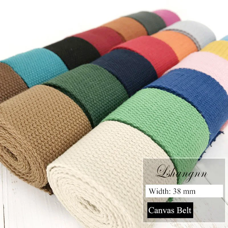 New 10 Meters 38mm Polyester/Cotton Ribbon Canvas Webbing /Strap Tape For Bag Strapping Belt Making Sewing DIY Craft For Home