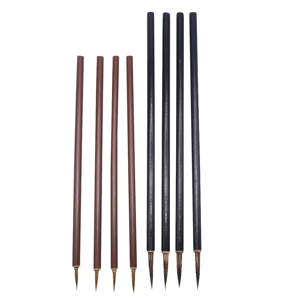 5 Pcs Brown Black Large Hook Line Pen Watercolor Brush Chinese Calligraphy Artist Art Student Learning Stationery Painting Tool