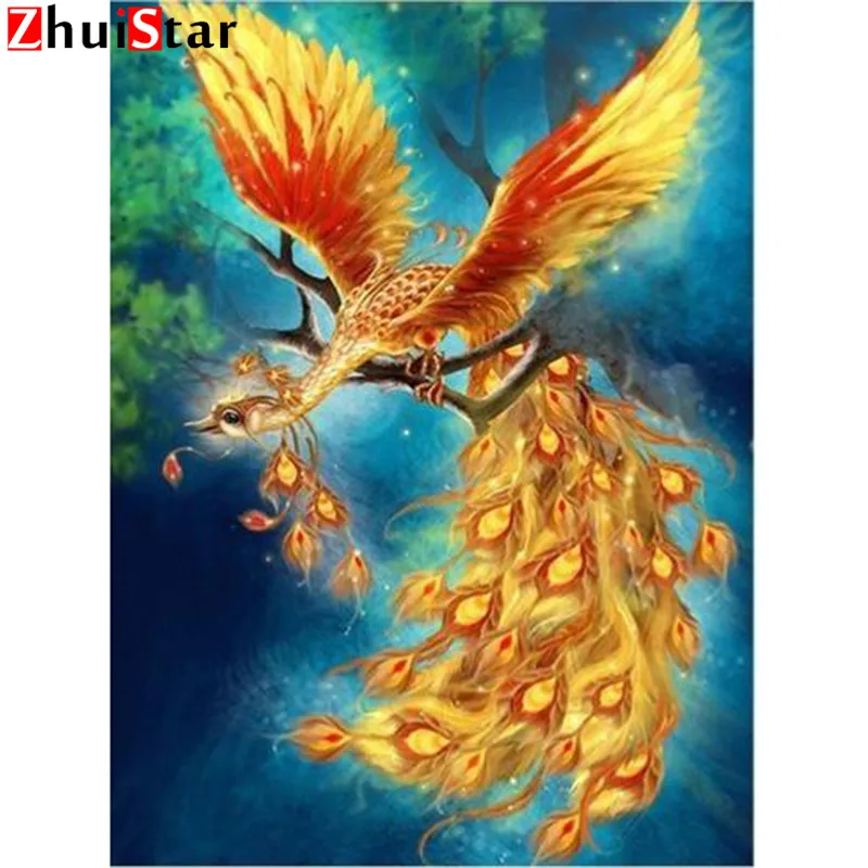 Full Drill Square Diamond Painting Phoenix Diamond Mosaic Diamond Embroidery Cross Stitch Picture Of Rhinestones Animal XY1