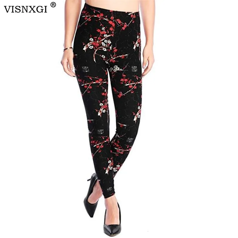 New Print Flower Leggings Leggins Push Up Legins Guitar Plaid Thin Nine Gym Pants Fashion Women Clothing Aptitud Trousers