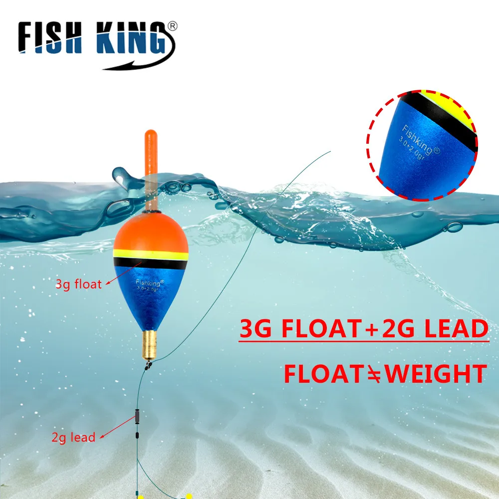 FISH KING 1PC Fishing Float Barguzinsky Fir Float Copper length 80-85mm Weight 6.0g/8.5g/9.0g Vertical Buoy For Fishing Tackle