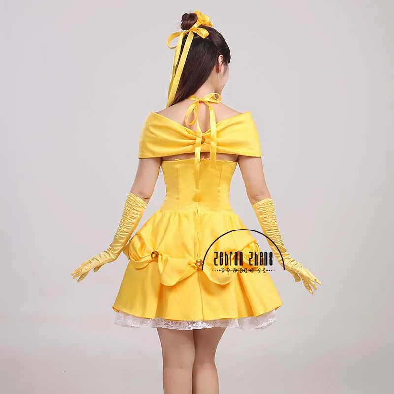 Princess Adult Belle Short Cosplay Costume Halloween Costumes Dress For Women Custom-Made