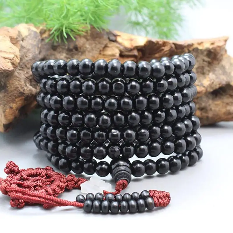 1PC Sandalwood Buddhist Buddha Meditation Strand 6mm 216 Prayer Bead Mala Bracelet Necklace