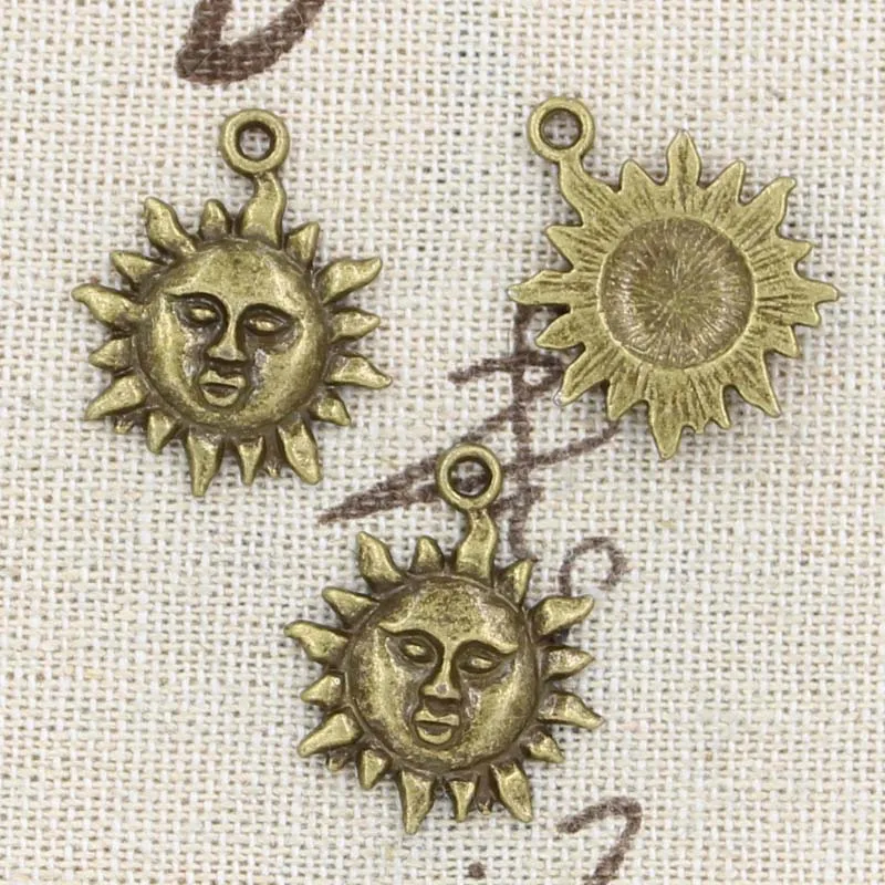 12pcs Charms Sun 23x19mm Antique Making Pendant fit,Vintage Tibetan Bronze Silver color,DIY Handmade Jewelry