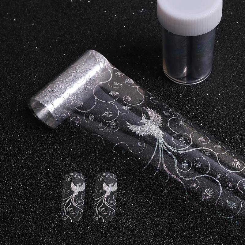 4*100cm/pc Holographic Nail Foils Laser Phoenix Elegant Starry Paper Manicure Nail Art Transfer Sticker