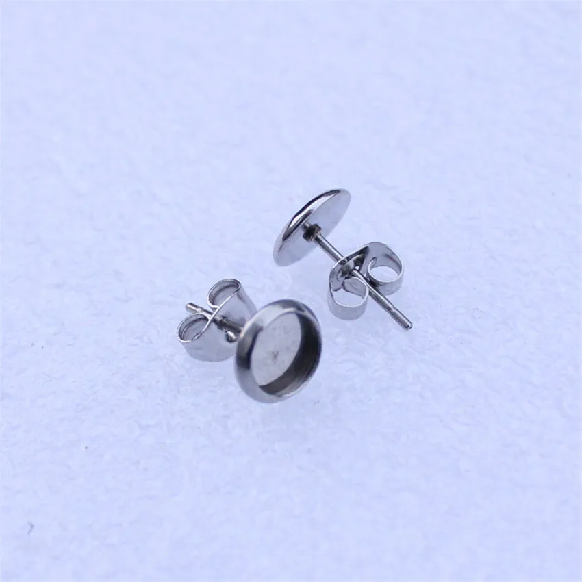 Fit 6mm 8mm 10mm 12mm 14mm 16mm 18mm 20mm Cabochons Stainless Steel Earring Round Blank Setting Bezel Base For DIY Gift 20pcs