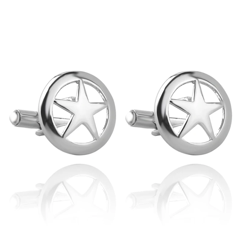 New Arrival pentagram cufflinks Men Shirt Designer simple Cufflink Zinc Alloy Five-pointed Star Design Cuff Links button hollow