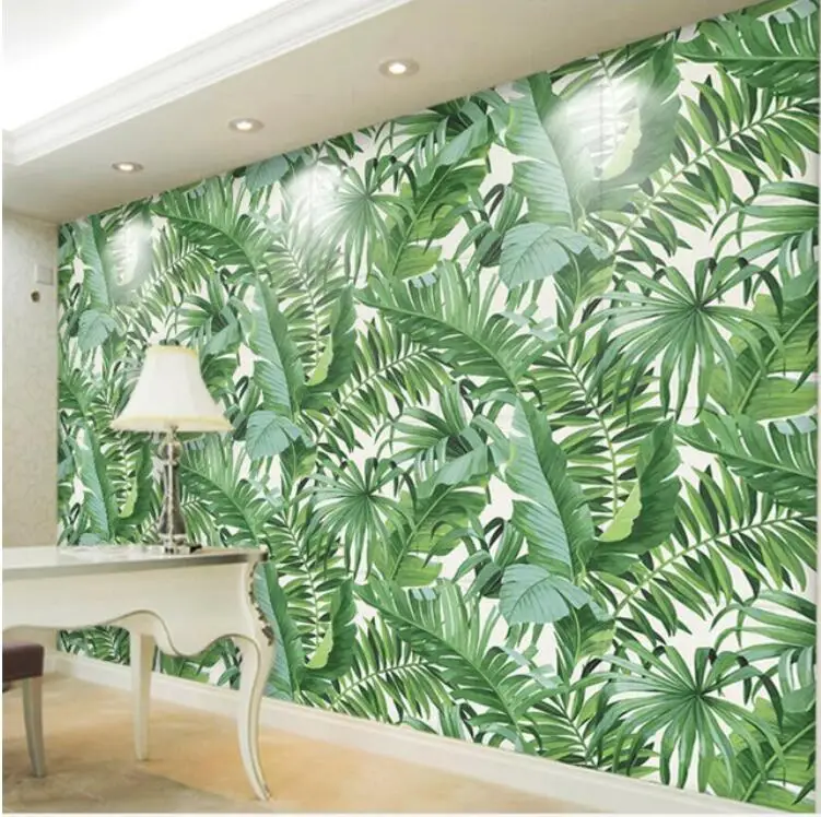 

Custom Wallpapers 3d Photo Stereo Murals Hand Painted Tropical Rainforest papel de parede Plant Background Wallpaper