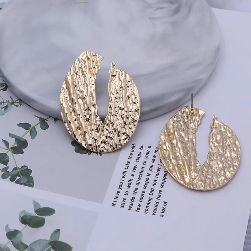 Big Gold Statement Water Drop Earrings Jewelry for Women Punk Vintage Gold Silver Color Geometric Metal Hanging Dangle Earring