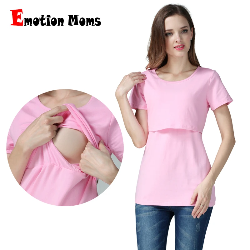 Ropa de maternidad para mujeres embarazadas, Tops de lactancia de manga corta de Color puro, camiseta informal y holgada para amamantar, verano, 2024