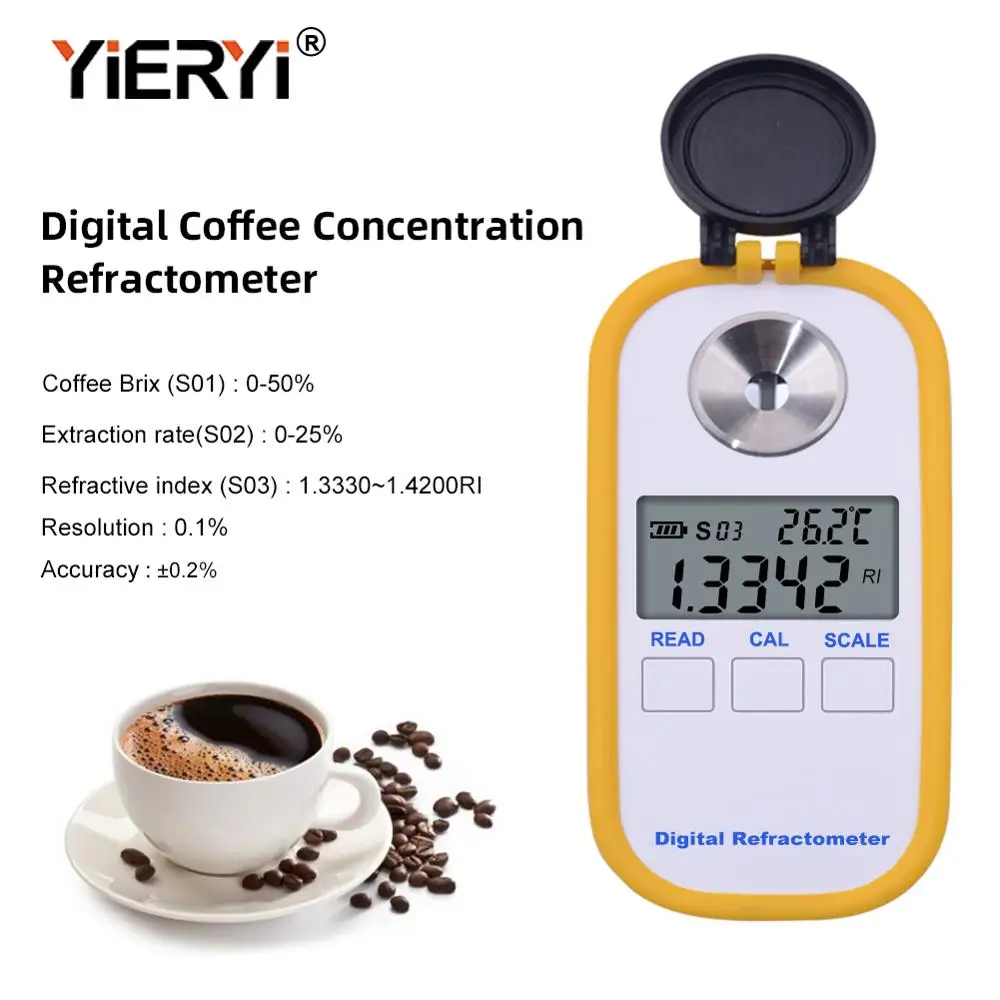 

yieryi Digital Coffee Concentration Refractometer Brix TDS Coffee Brix 0-50 Brix and Coffee TDS 0-25 Digital Refractometer