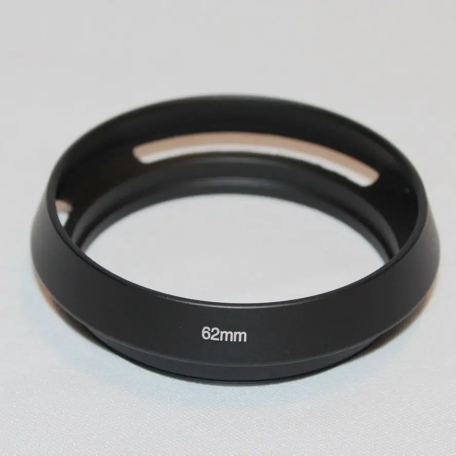 62mm Vented Curved Metal Lens Hood for Leica Leitz Panasonic Pentax Olympus Black