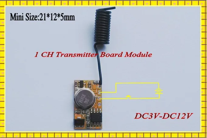 RF Remote Control 1 CH Channel Radio Transmitter 315/433.92MHZ Mini Small Micro Size TX Transmitter PCB Power ON Transmitting