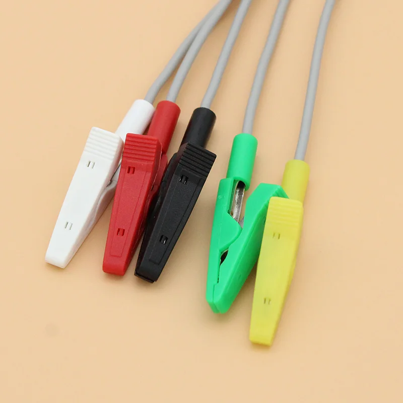 5-leads EEG/EMG/ECG/EKG din1.5 holter cable and alligator Electrode Clip for Veterinary ECG,100pcs/bag EKG clip electrode pad