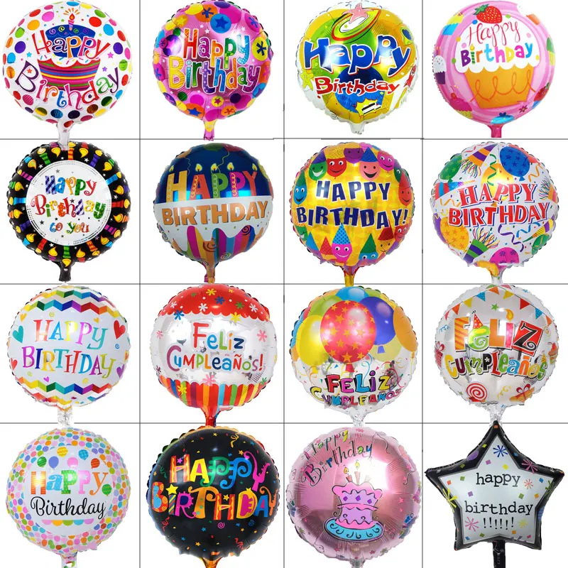 1PC 18-inch happy birthday balloon Aluminum foil Helium balloons birthday party decorations kids toy Supplies