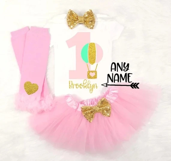 personalize hot air balloon girls birthday bodysuit onepiece Tutu t shirt legwarmers toodles Outfit set baby shower gifts